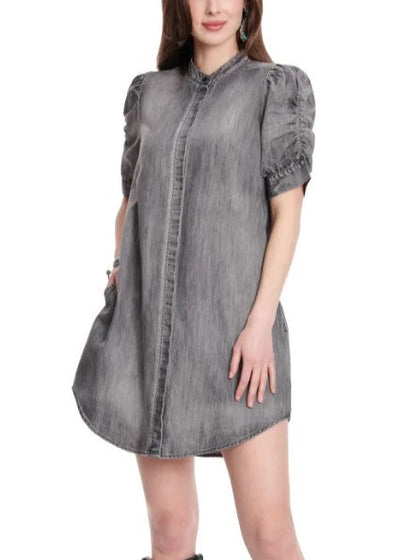 WESTERN GRACE GREY WASHED DENIM DRESS