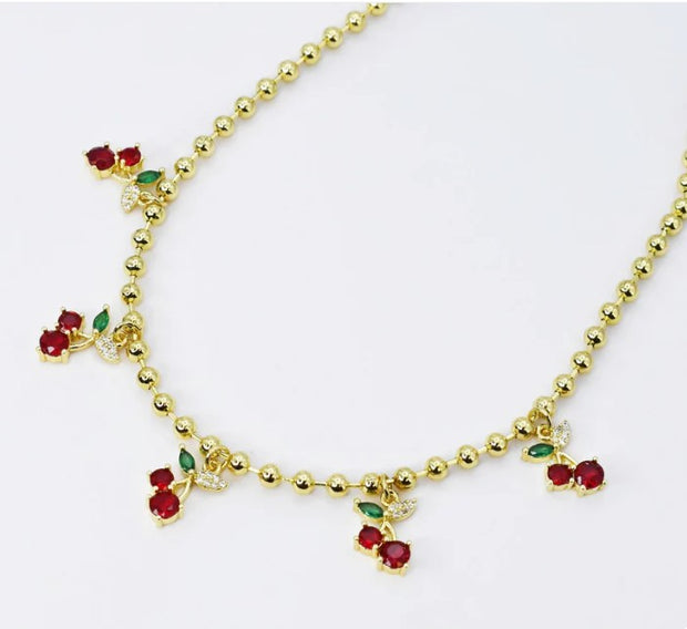 TREASURE JEWELS:  CHERRY GEMSTONE NECKLACE