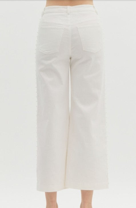 STYLE & GRACE PEARL EMBELLISHED WHITE JEANS