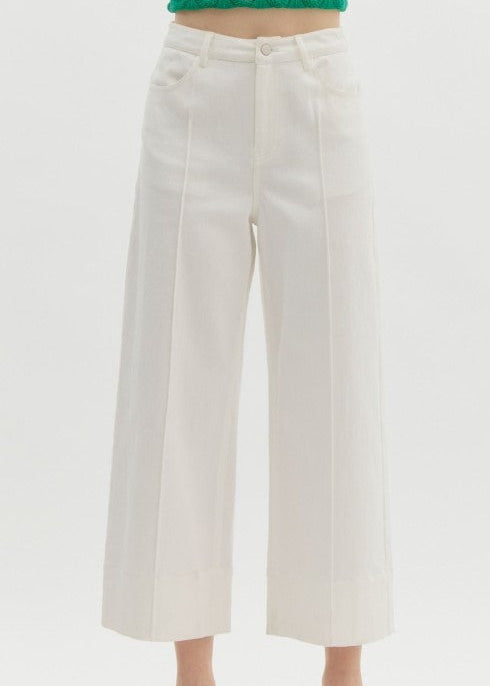 ENTRO WIDE LEG ANKLE OFF-WHITE DENIM JEANS