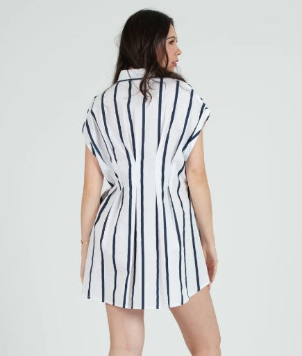 SAIL AWAY BLUE & WHITE STRIPE SHIRT DRESS