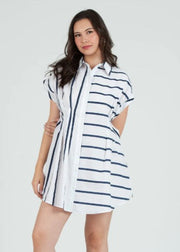 SAIL AWAY BLUE & WHITE STRIPE SHIRT DRESS