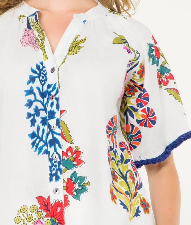 ENCHANTED BEAMS FLORAL BUTTON DOWN BLOUSE