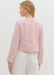 GALLERY OPENING PINK STRIPE TWEED JACKET