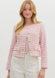 GALLERY OPENING PINK STRIPE TWEED JACKET