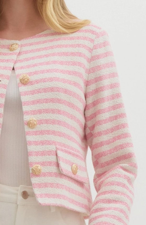 GALLERY OPENING PINK STRIPE TWEED JACKET