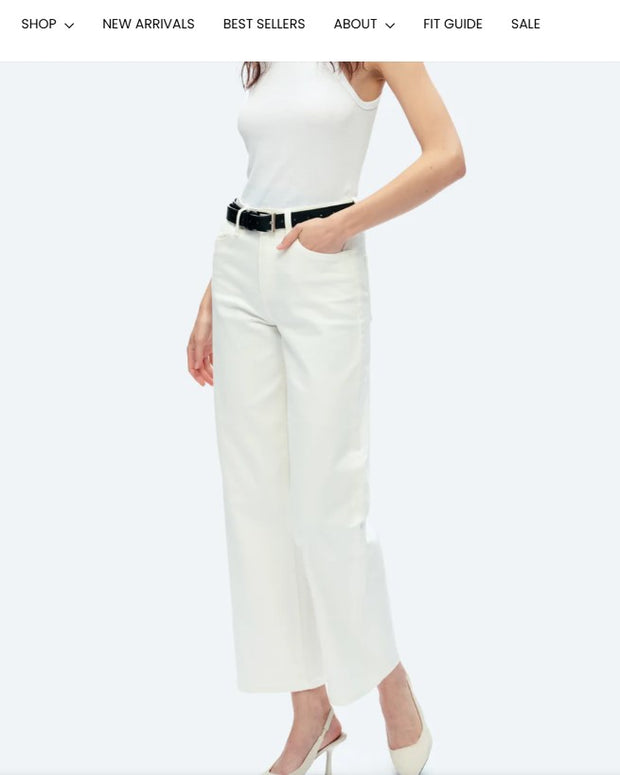 BAYEAS WHITE HIGH RISE WIDE LEG JEANS