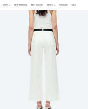 BAYEAS WHITE HIGH RISE WIDE LEG JEANS