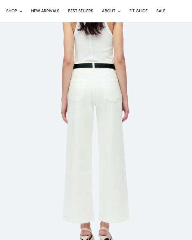 BAYEAS WHITE HIGH RISE WIDE LEG JEANS