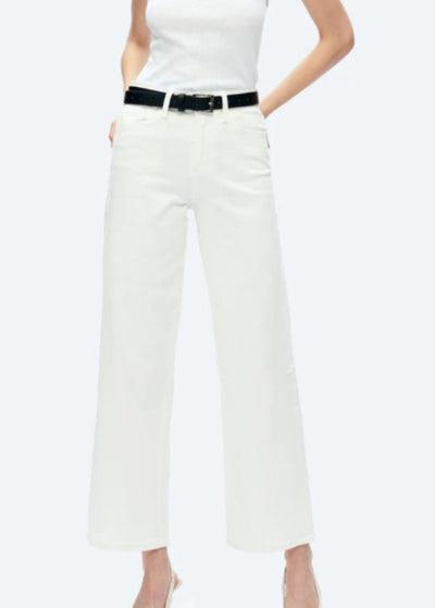 BAYEAS WHITE HIGH RISE WIDE LEG JEANS