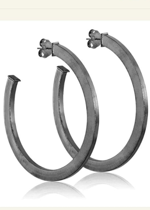 SHEILA FAJL ELISA GUN METAL HOOPS