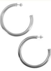 SHEILA FAJL ARLENE BRUSHED SILVER HOOP EARRINGS