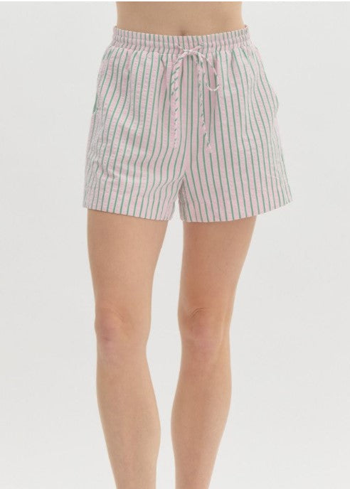 FLIGHT PLANS PINK STRIPE SHORTS