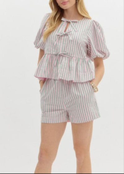 FLIGHT PLANS STRIPE BABYDOLL TOP