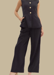 SO GET THIS BLACK HIGH WAISTED WIDE LEG TROUSERS