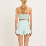 EXTRA LOVE SCALLOP HEM MINT GREEN SHORT SET