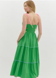 TICKET TO PARADISE KELLY GREEN MIDI DRESS