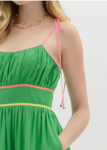 TICKET TO PARADISE KELLY GREEN MIDI DRESS