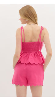 CASUAL OUTTING HOT PINK SCALLOPED TOP