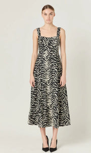 FLIRTY DESTINY BLACK AND IVORY ZEBRA PRINT MAXI