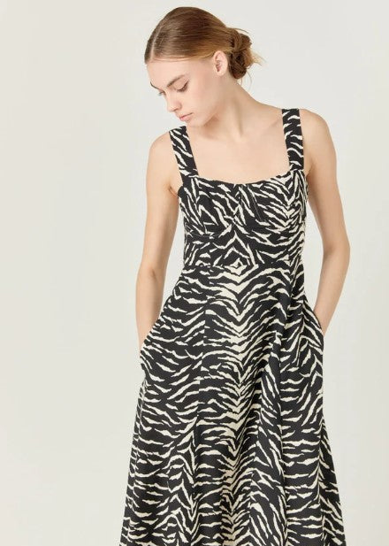FLIRTY DESTINY BLACK AND IVORY ZEBRA PRINT MAXI