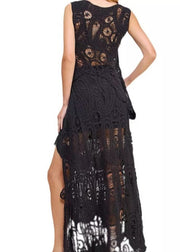 SERENE AESTHETIC BLACK CROCHET SKIRT SET