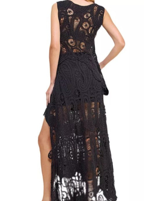 SERENE AESTHETIC BLACK CROCHET SKIRT SET