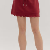 CASUAL PARTY SCALLOP SKIRT WITH HIDDEN SHORTS - BLACK, BURGUNDY OR OLIVE