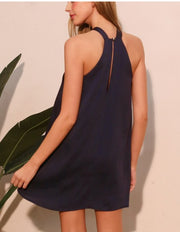 CHIC MODE SILKY NAVY DRESS