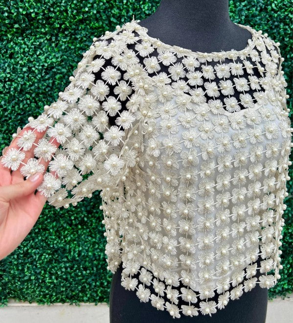 COCKTAIL HOUR PEARL EMBELLISHED TOP