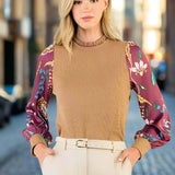 SEASON OF BLOOMS MIXED MEDIA BLOUSE