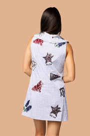 QUEEN OF SPARKLES:  TEXAS A&M GINGHAM SEQUIN PATCH DRESS