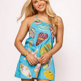 QUEEN OF SPARKLES AQUA MULTI SHELL ONE SHOULDER DRESS