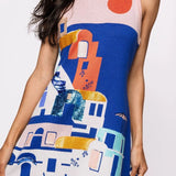 QUEEN OF SPARKLES COASTAL HOUSE SCENE KNIT TANK DRESS