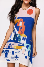 QUEEN OF SPARKLES COASTAL HOUSE SCENE KNIT TANK DRESS
