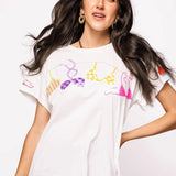 QUEEN OF SPARKLES WHITE MULTI HANGING BIKINI TEE