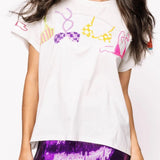 QUEEN OF SPARKLES WHITE MULTI HANGING BIKINI TEE