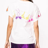 QUEEN OF SPARKLES WHITE MULTI HANGING BIKINI TEE