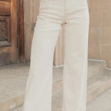 RISEN JEANS - HIGH RISE CROP WIDE JEANS IN IVORY