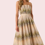 PRIMROSE PATH FLORAL STRAPLESS MIDI DRESS