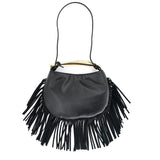 HALF MOON FRINGE BAG - BLACK OR CHOCOLATE