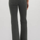 KUT KELSEY HIGH RISE ANKLE FLARE JEANS IN PEWTER GREEN