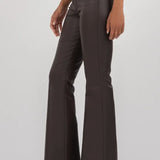 KUT ANA COATED HIGH RISE FLARE JEANS IN CHOCOLATE BROWN