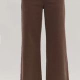 ENTRO BROWN WIDE LEG JEANS WITH RUFFLE HEM