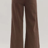 ENTRO BROWN WIDE LEG JEANS WITH RUFFLE HEM