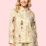 ONLINE EXCLUSIVE: QUEEN OF SPARKLES GOLD STRIPE SEQUIN NUTCRACKER TOP