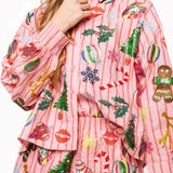 ONLINE EXCLUSIVE: QUEEN OF SPARKLES CHRISTMAS ICON BUTTON DOWN TOP