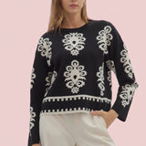 UPTOWN EASE BLACK SWEATER TOP