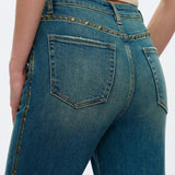 ONLINE EXCLUSIVE:  BAYEAS HIGH RISE WIDE LEG JEANS WITH STUDS