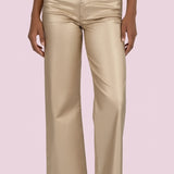 KUT CHARLOTTE HIGH RISE WIDE LEG JEANS IN GOLD